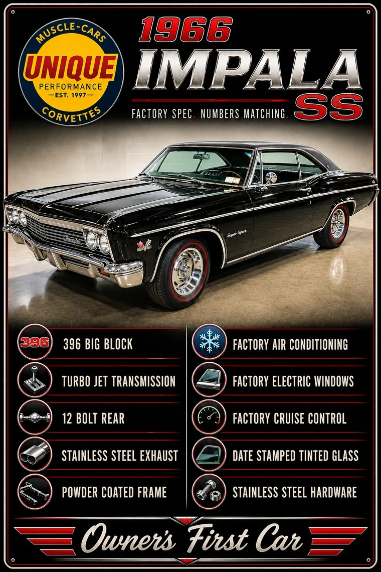 1966 Chevrolet Impala SS finished car show display board