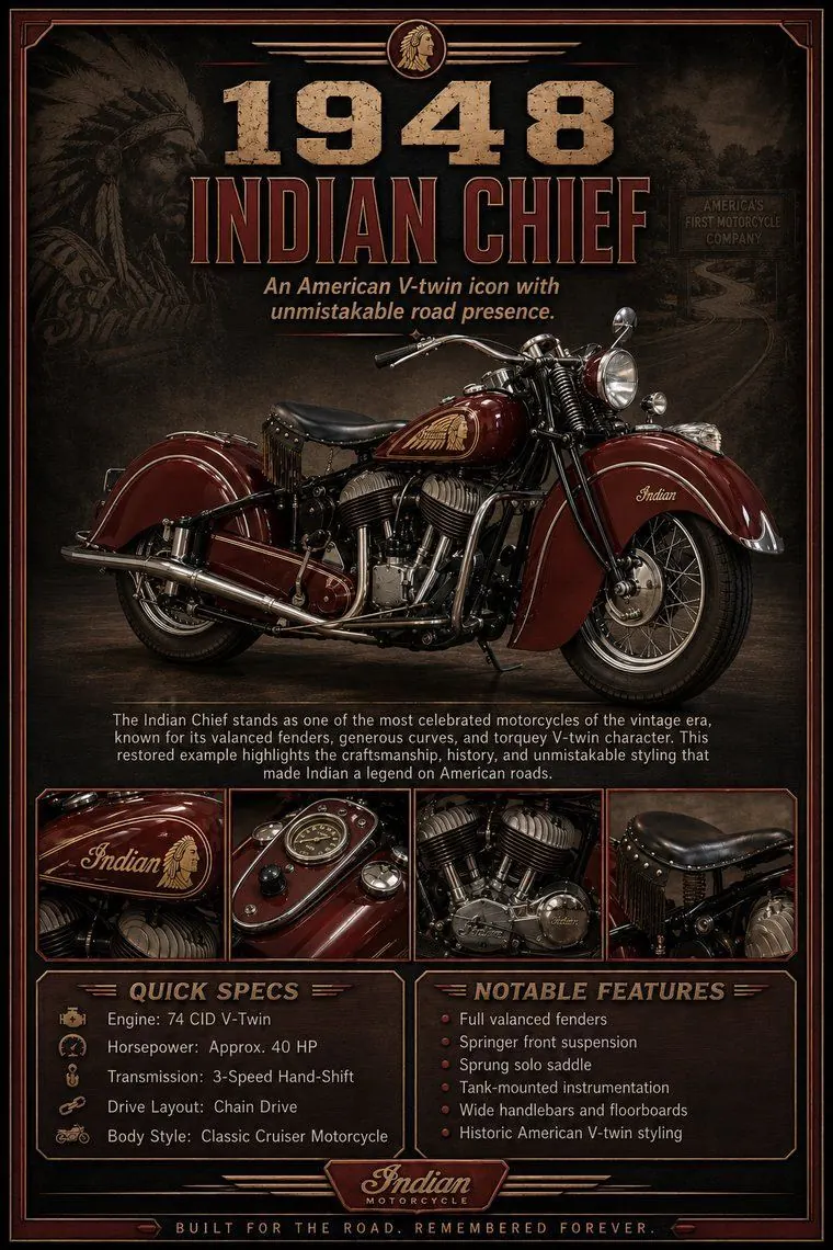 1948 Indian Chief custom show car display board