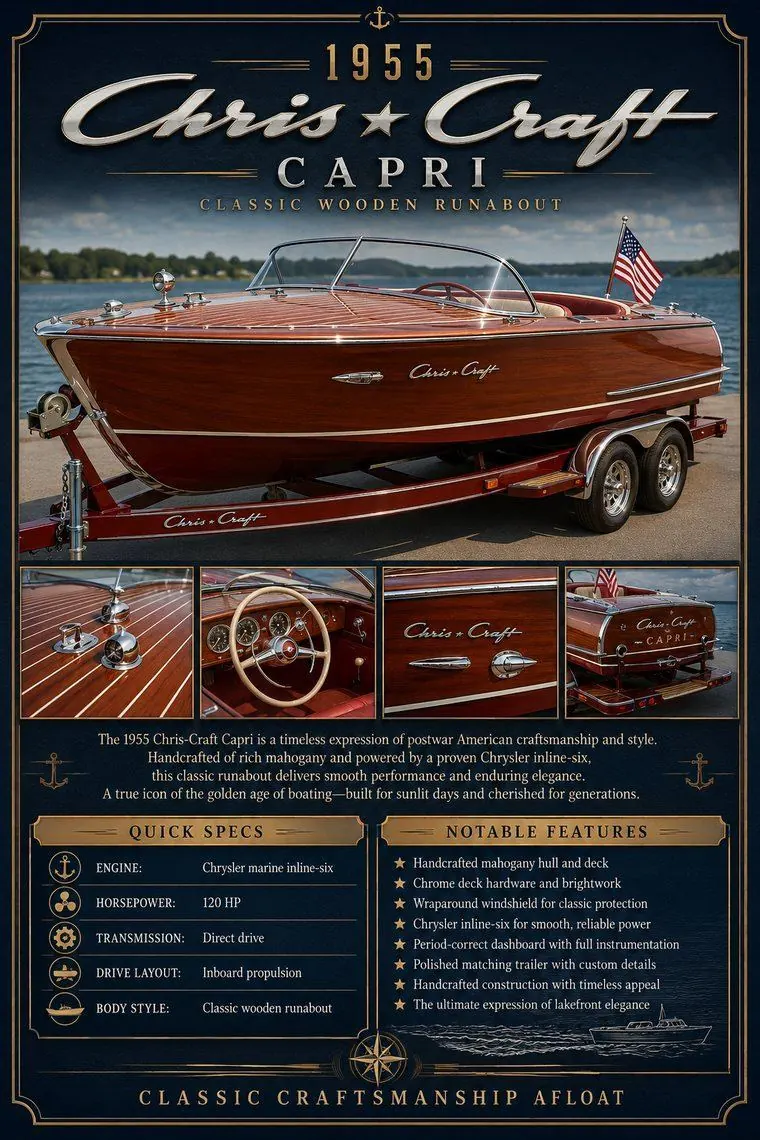 1955 Chris-Craft Capri custom show car display board