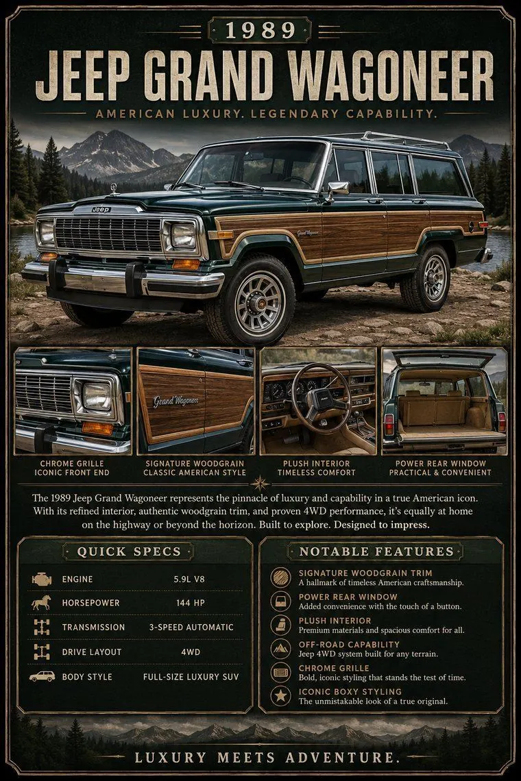 1989 Jeep Grand Wagoneer custom show car display board