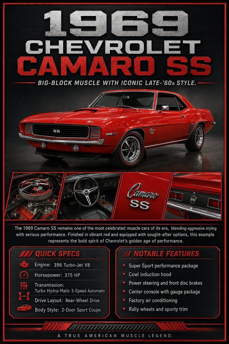 1969 Chevrolet Camaro SS custom show car display board