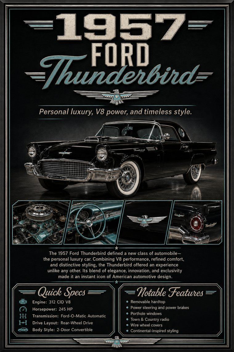 1957 Ford Thunderbird custom show car display board