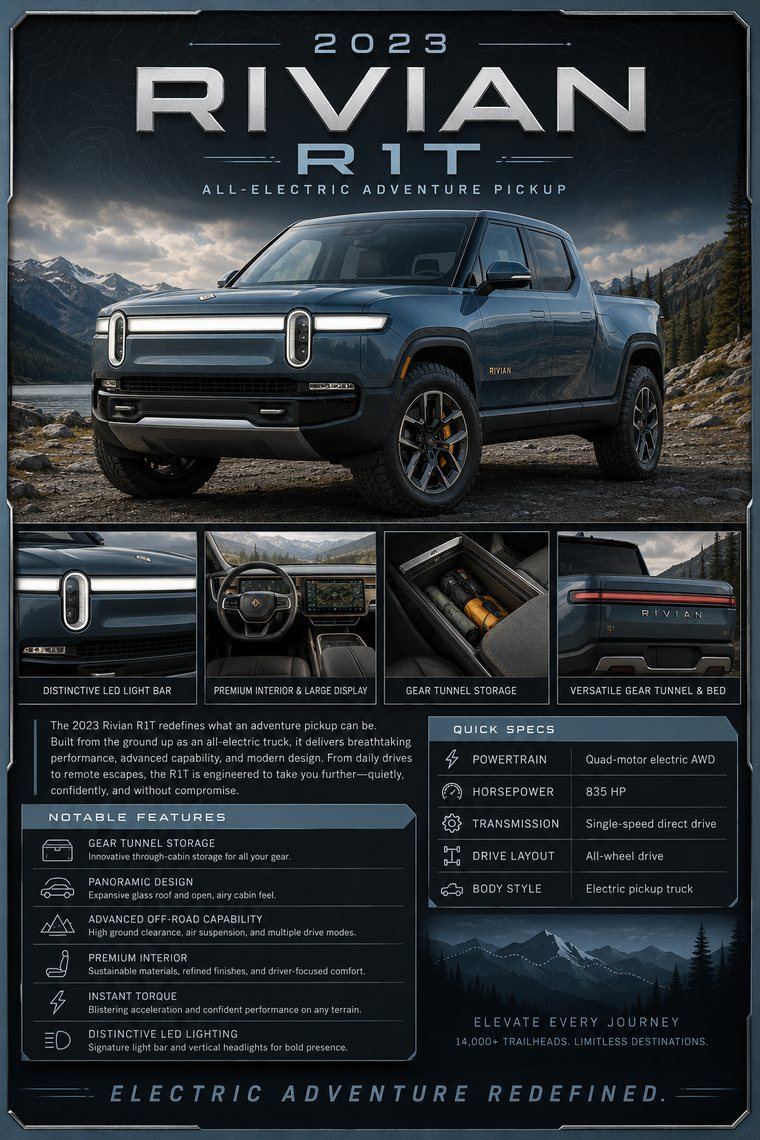 2023 Rivian R1T custom show car display board