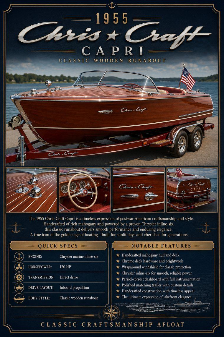1955 Chris-Craft Capri custom show car display board