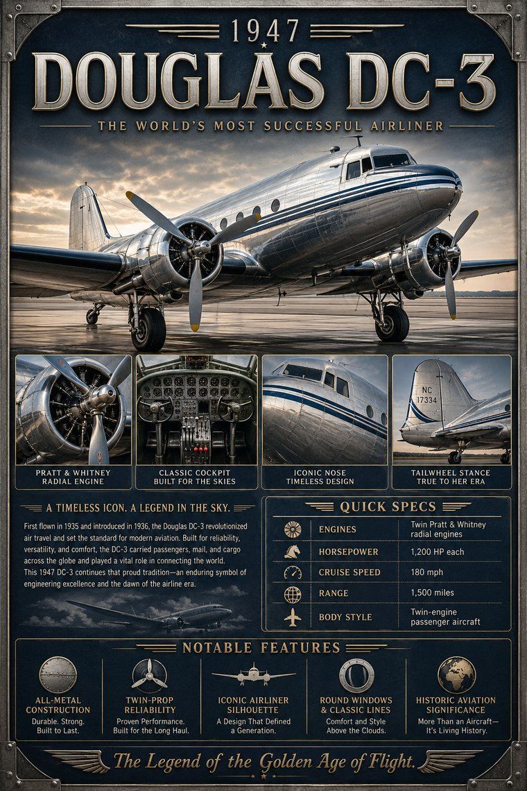 1947 Douglas DC-3 custom show car display board